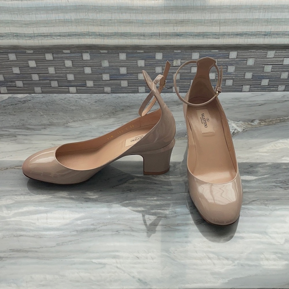 Valentino angle strap tango pumps nude